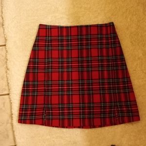Plaid red mini skirt